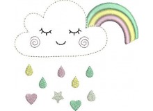 Stickdatei - Regenwolke Regenbogen